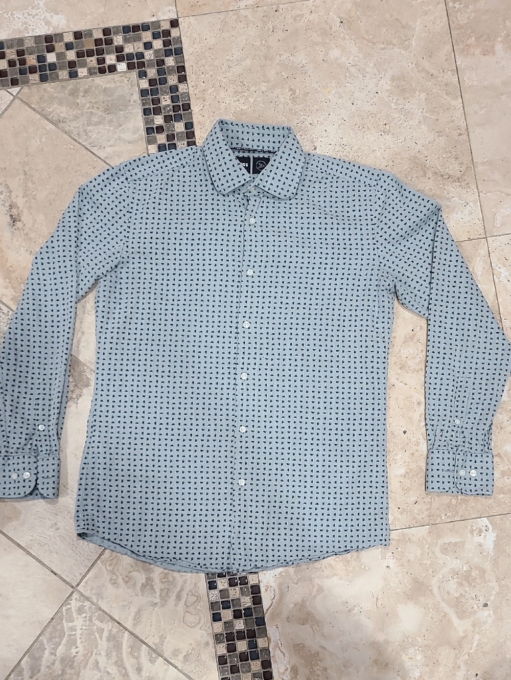 Boss Light Blue Micro-Print Men's Dress Shirt
